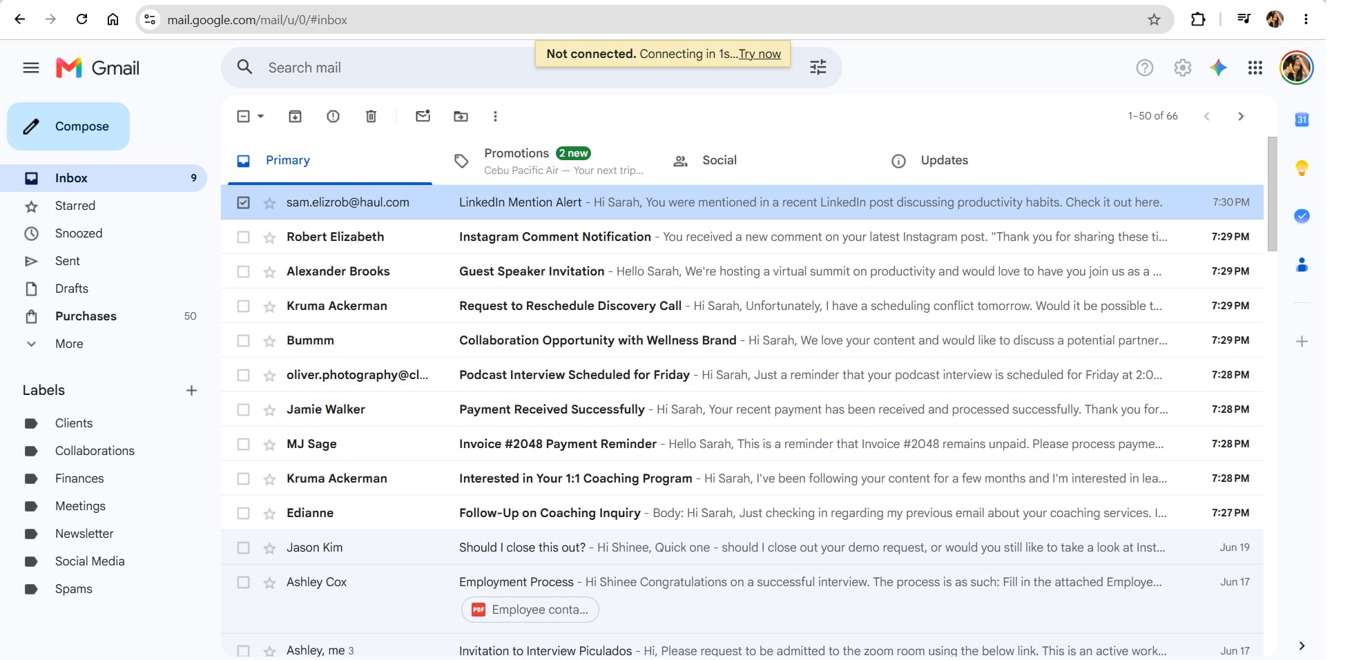 Email Management System original project screenshot