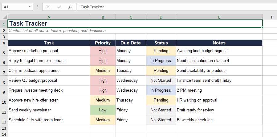 Executive Assistant Operations Dashboard proof 2