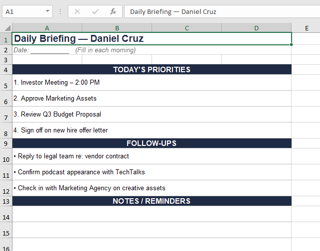 Executive Assistant Operations Dashboard proof 4