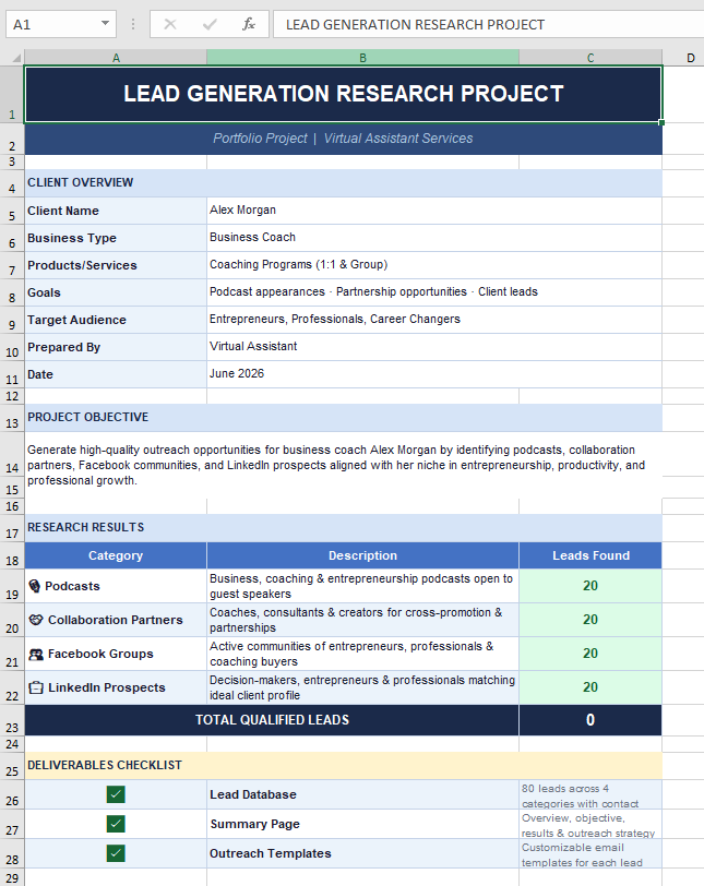 Lead Generation & Outreach Research original project screenshot